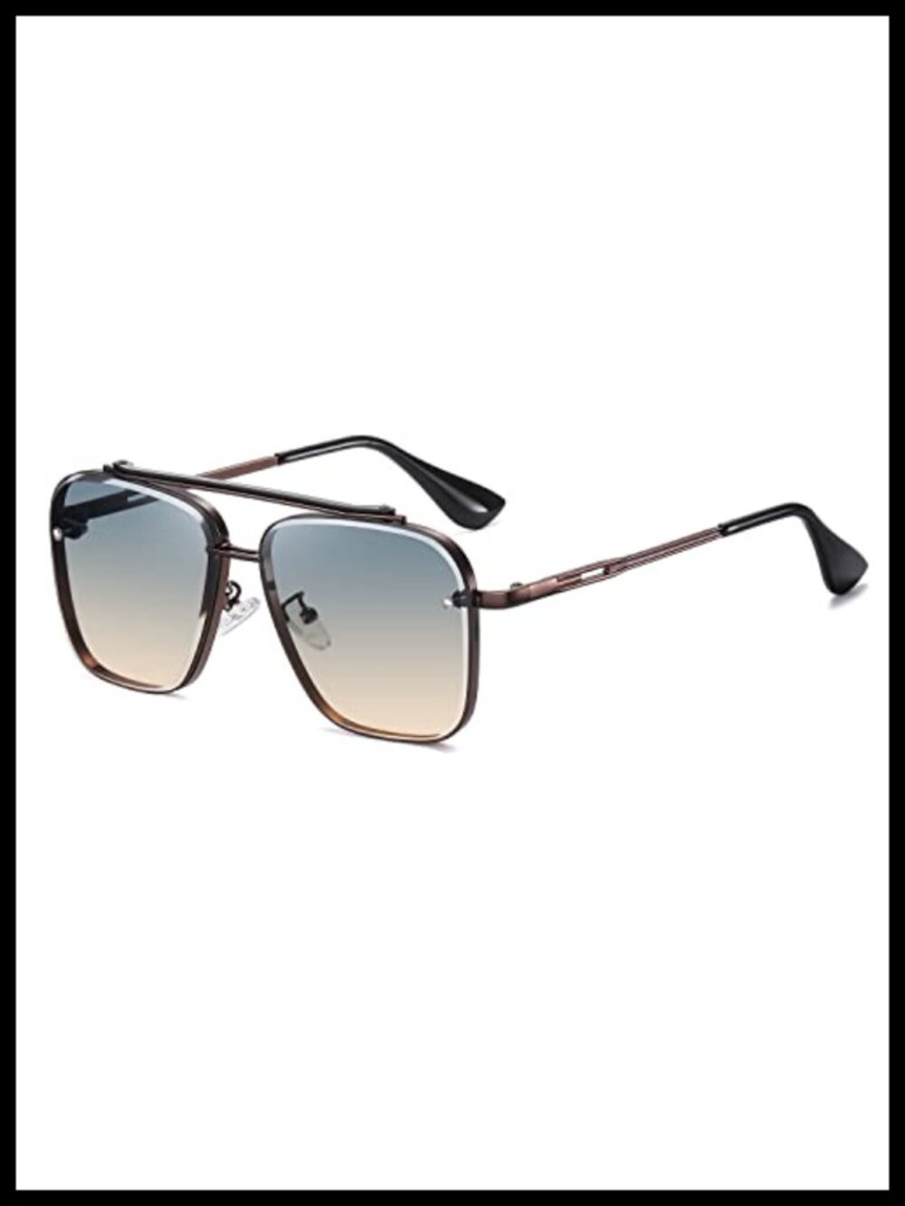 Vintage Square Aviator Sunglasses Metal Frame UV400 Protection Unisex